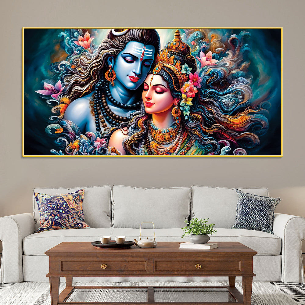 Powerful Mahadev Canvas Painting for Living Room Interior