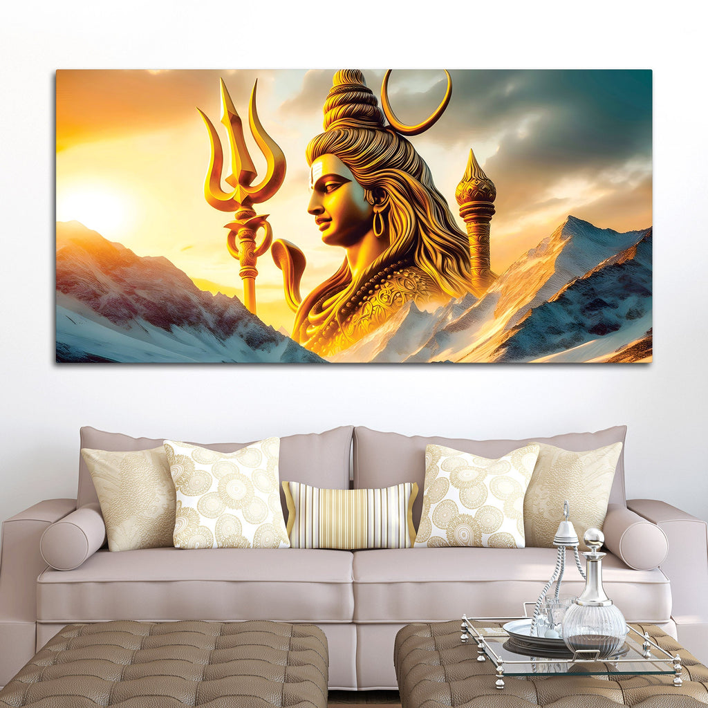 Elegant Lord Shiva Painting on Canvas for Wall Decor