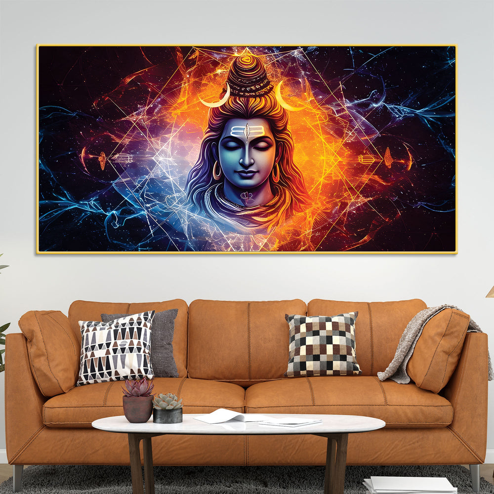 Modern Shiva Canvas Painting for Living Room & Bedroom