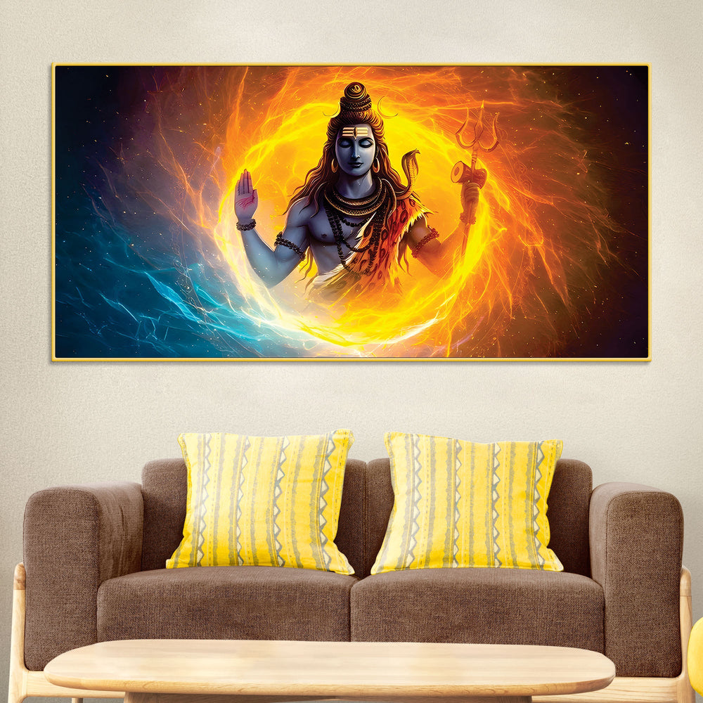 Lord Shiva Canvas Painting for Calm and Positive Wall Decor