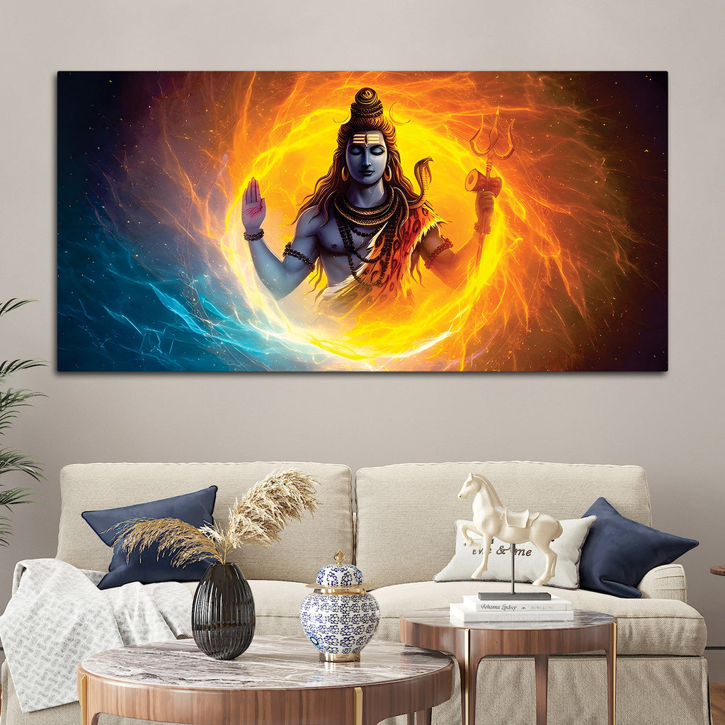 Lord Shiva Canvas Painting for Calm and Positive Wall Decor