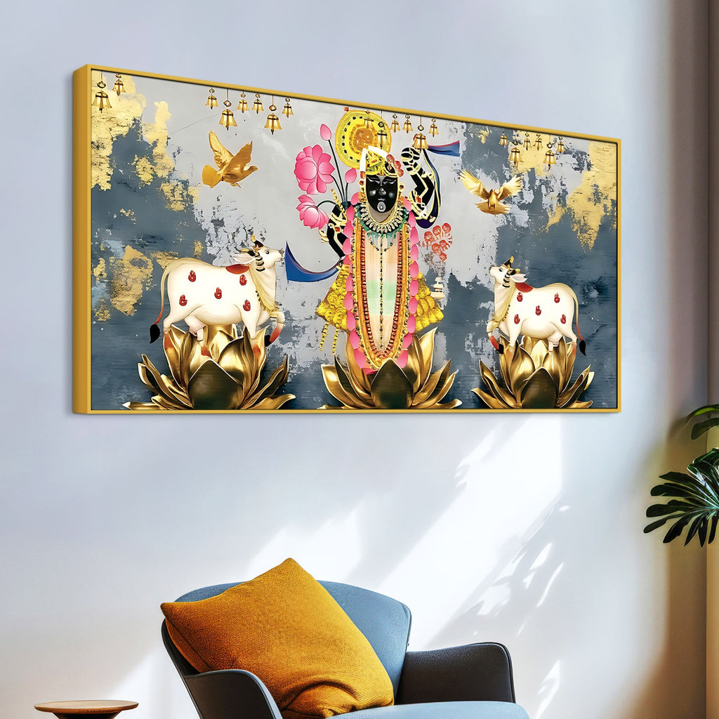 Shrinathji Krishna Pichwai Art Canvas Wall Painting