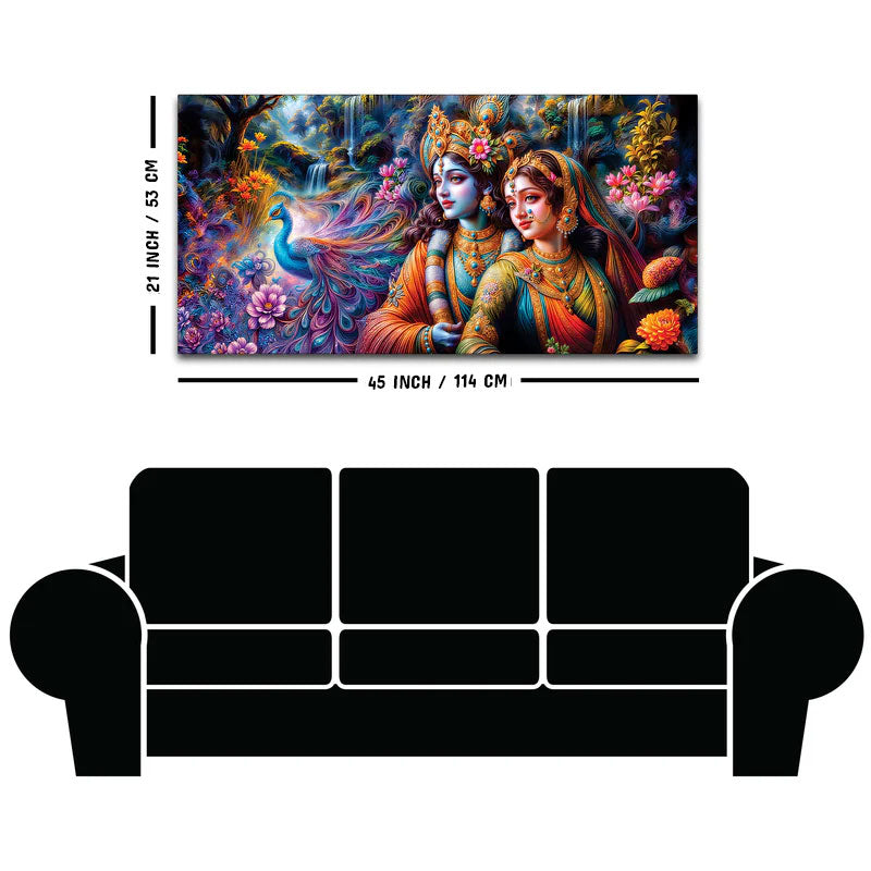 Divine Radha Krishna Scenic Canvas Wall Painting