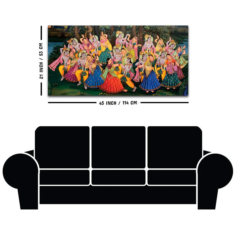 Spiritual Raas Leela Krishna Traditional Wall Painting