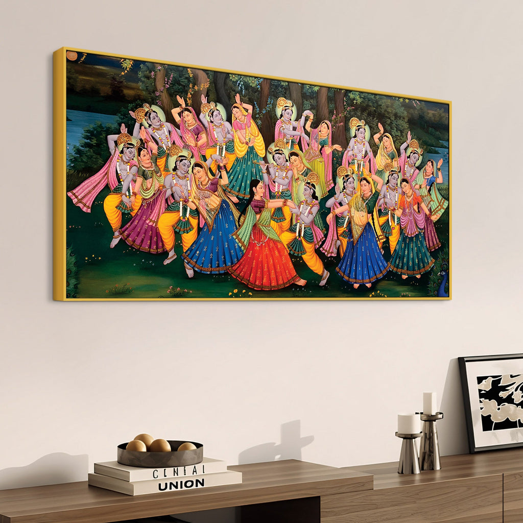 Spiritual Raas Leela Krishna Traditional Wall Painting