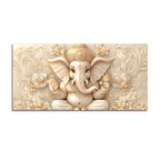 Modern Lord Ganesha Floral Canvas Painting – Auspicious Wall Art