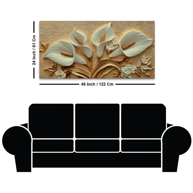 Elegant White Calla Lily Canvas Painting Wall Art for Living Room Decor