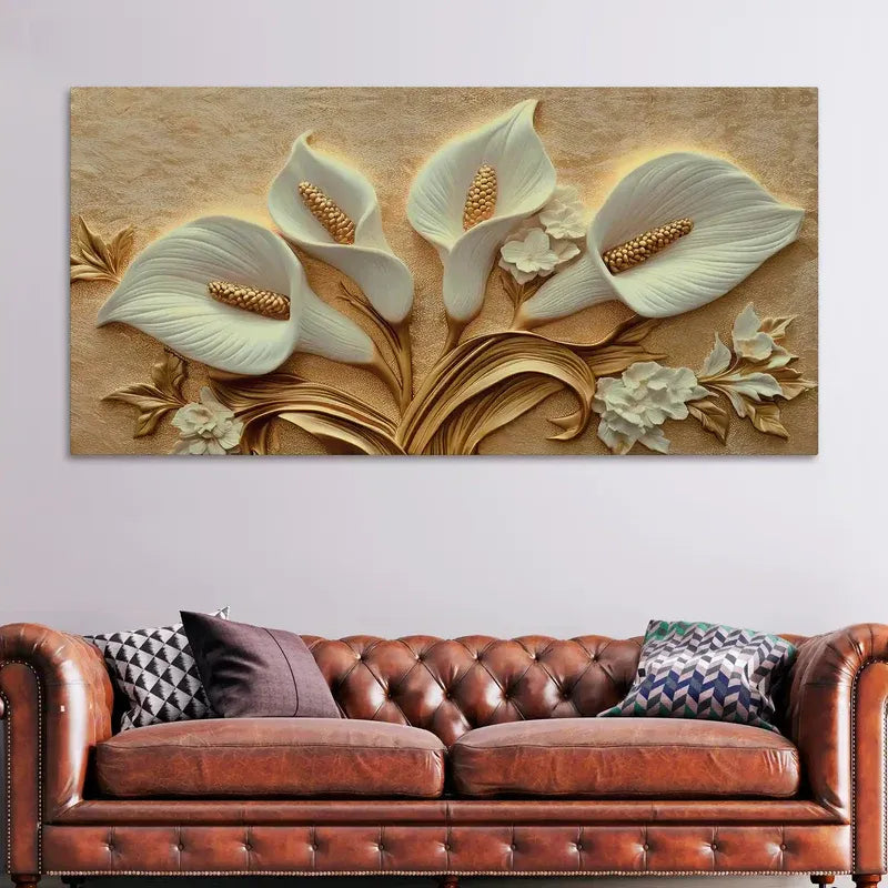 Elegant White Calla Lily Canvas Painting Wall Art for Living Room Decor