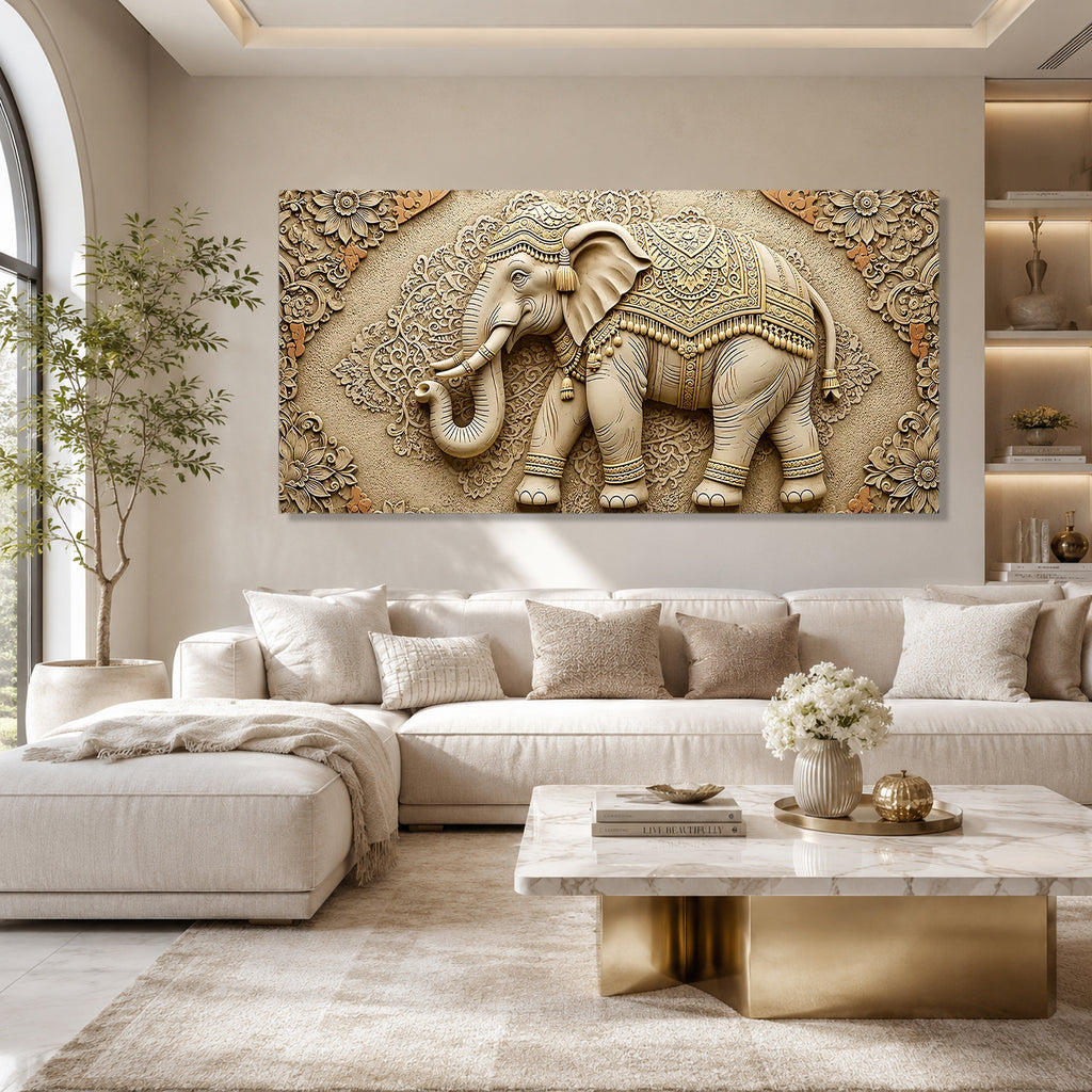 Designer Ganesha Elephant 3D Wall Art for Living Room and Home Decor