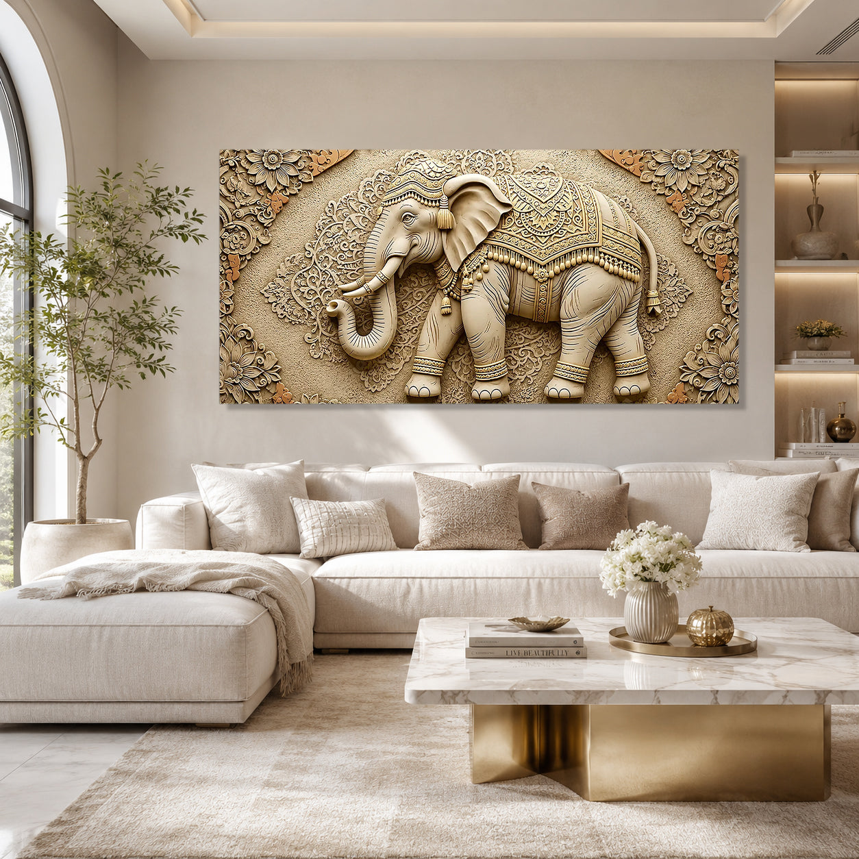 Designer Ganesha Elephant 3D Wall Art for Living Room and Home Decor