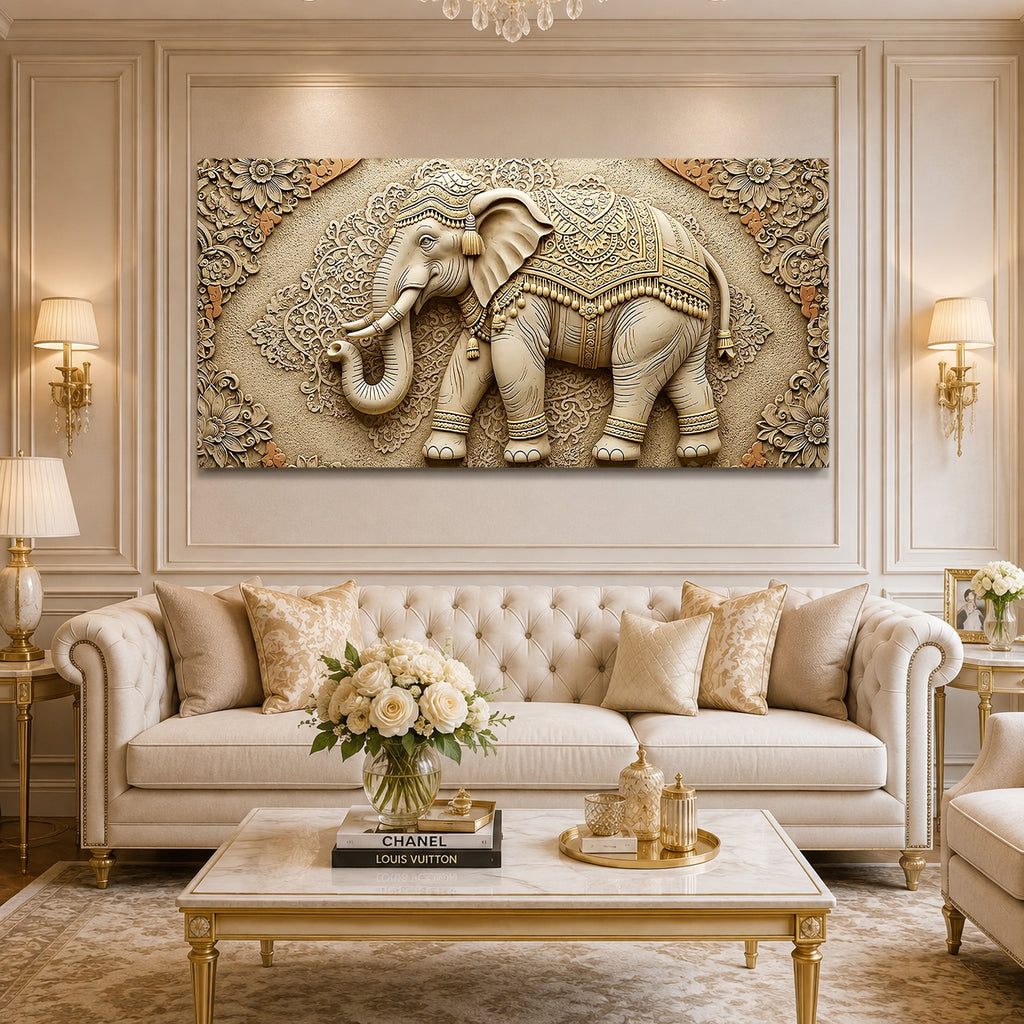 Designer Ganesha Elephant 3D Wall Art for Living Room and Home Decor