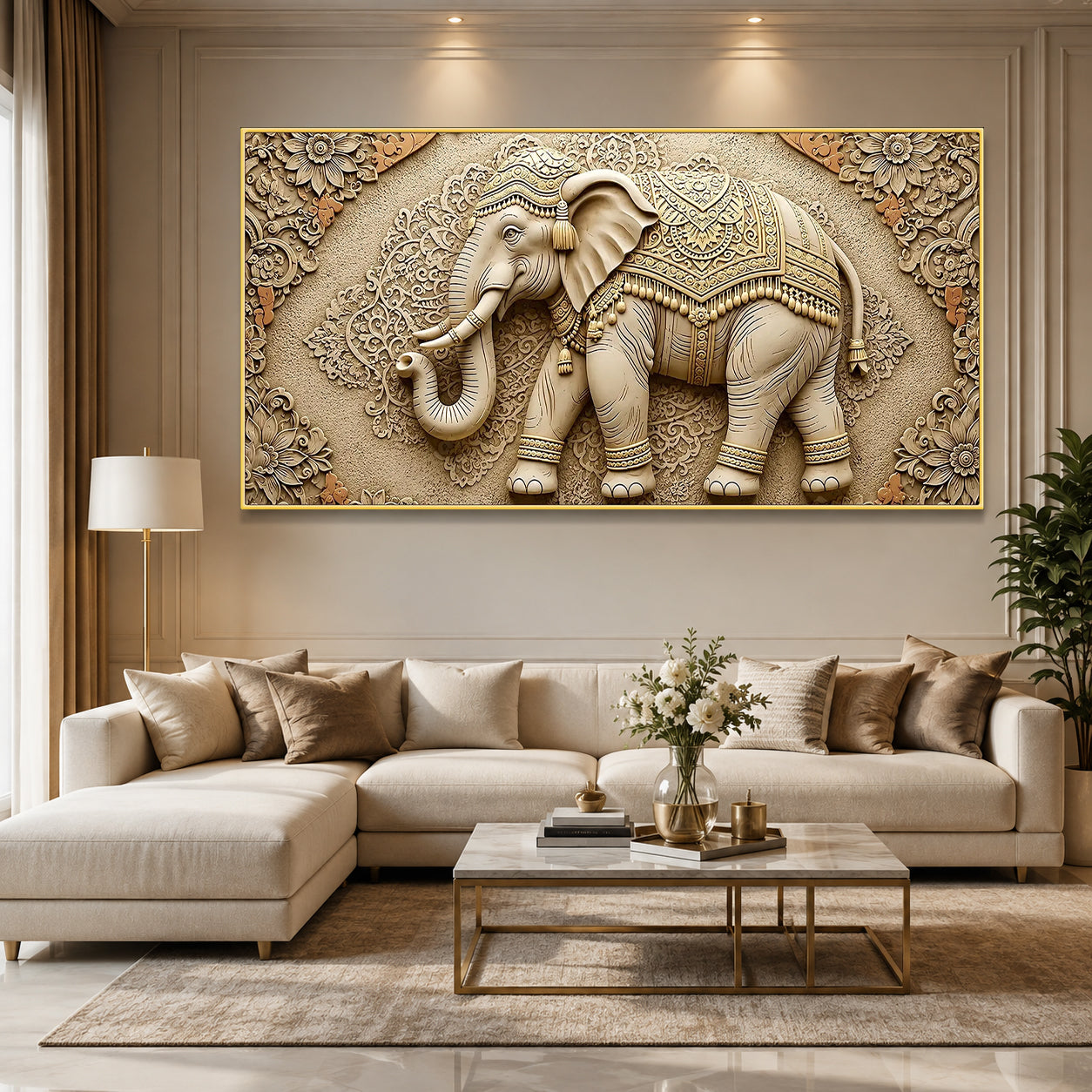 Designer Ganesha Elephant 3D Wall Art for Living Room and Home Decor