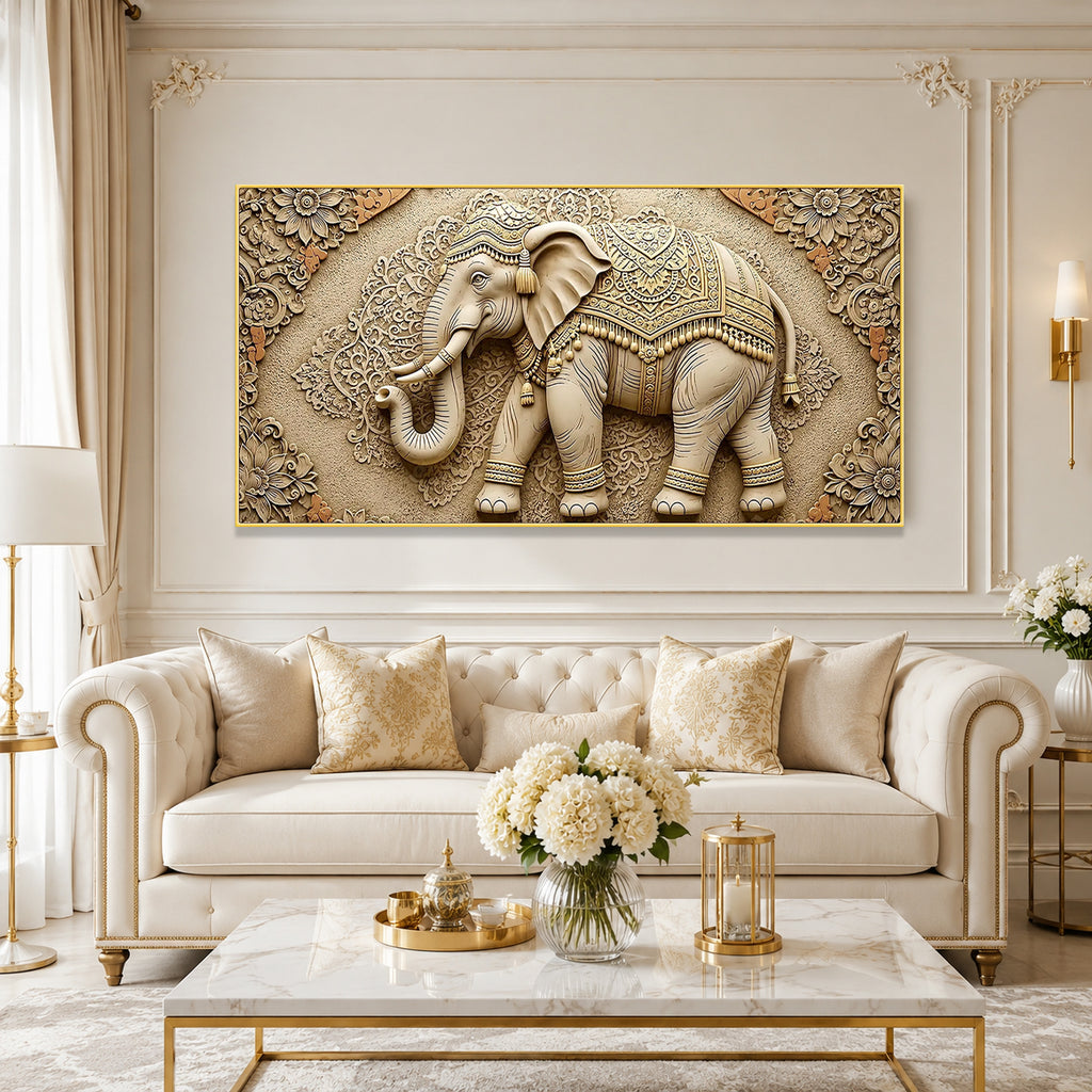 Designer Ganesha Elephant 3D Wall Art for Living Room and Home Decor