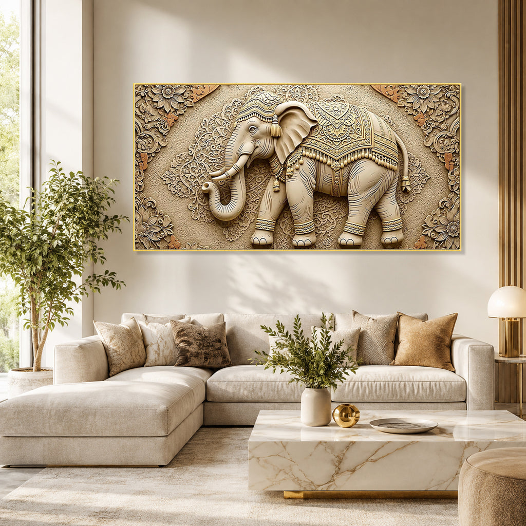 Designer Ganesha Elephant 3D Wall Art for Living Room and Home Decor
