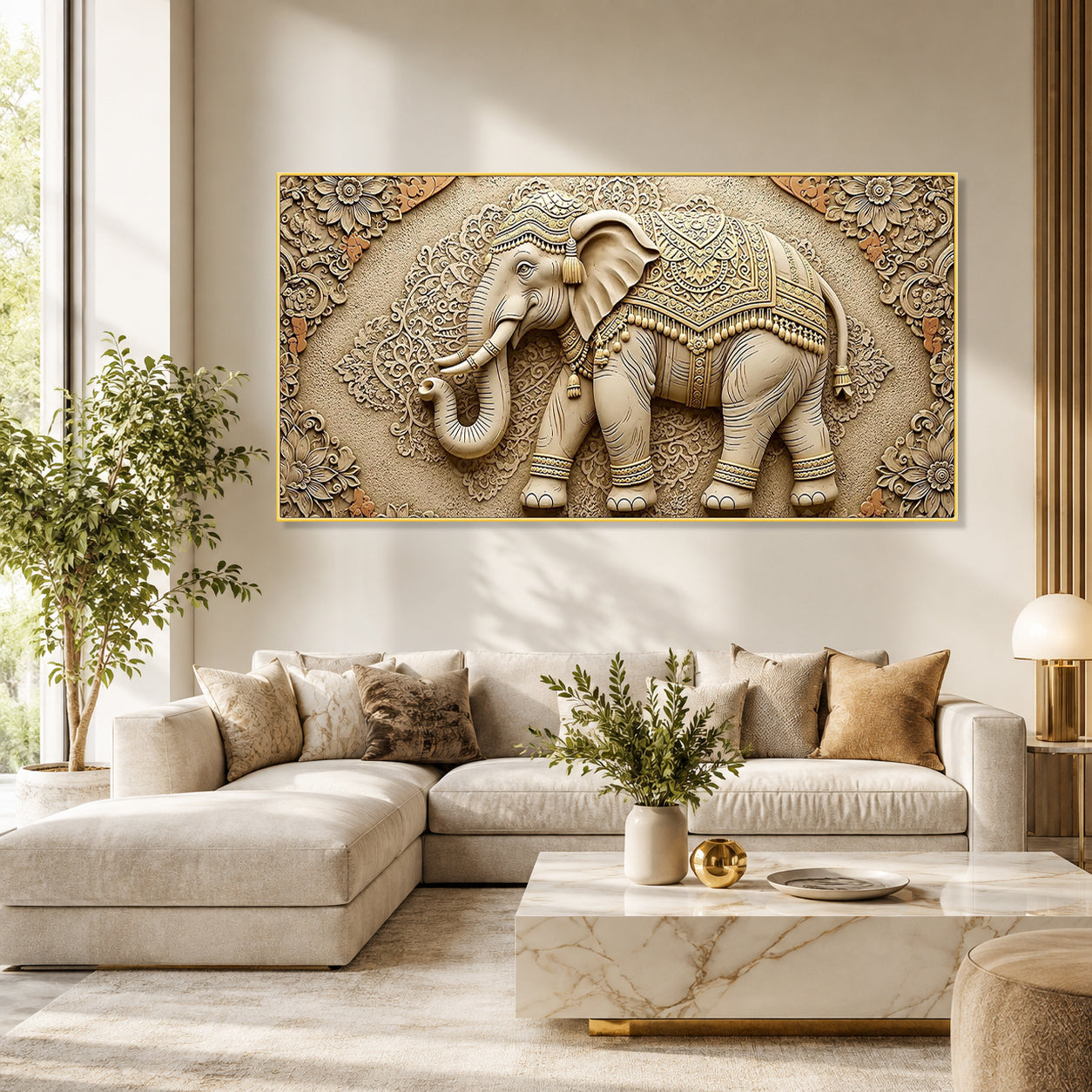 Designer Ganesha Elephant 3D Wall Art for Living Room and Home Decor