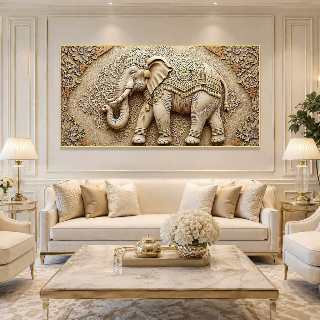 Designer Ganesha Elephant 3D Wall Art for Living Room and Home Decor