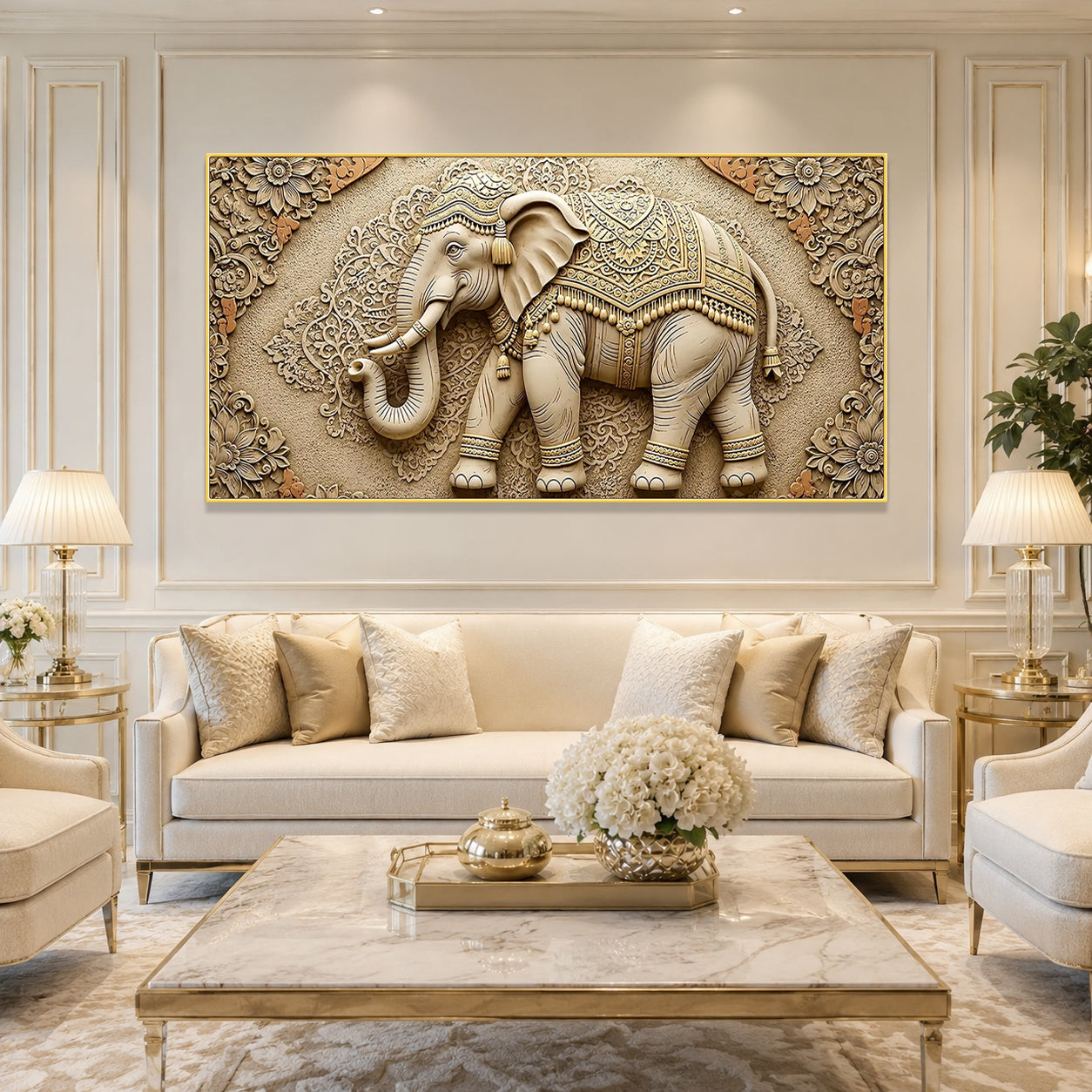 Designer Ganesha Elephant 3D Wall Art for Living Room and Home Decor