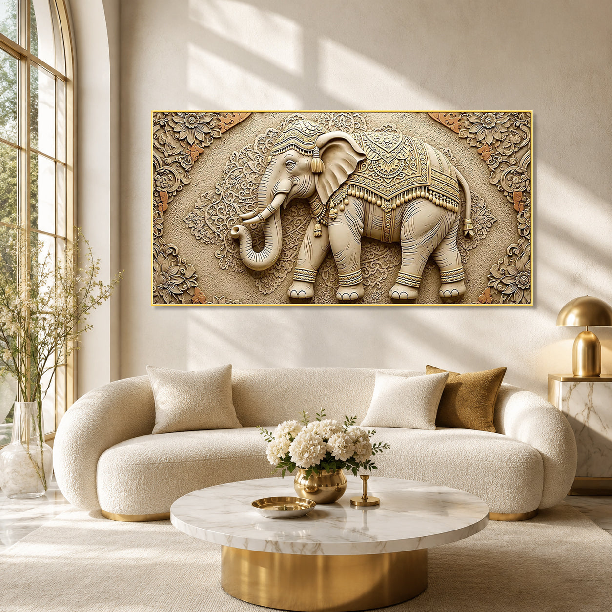Designer Ganesha Elephant 3D Wall Art for Living Room and Home Decor