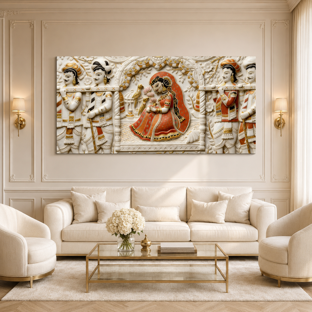 3D Radha Krishna Cultural Wall Art for Living Room and Home