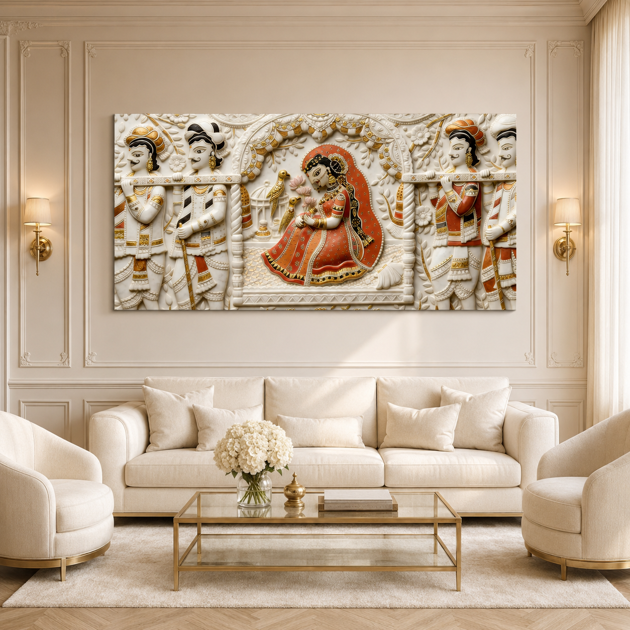 3D Radha Krishna Cultural Wall Art for Living Room and Home
