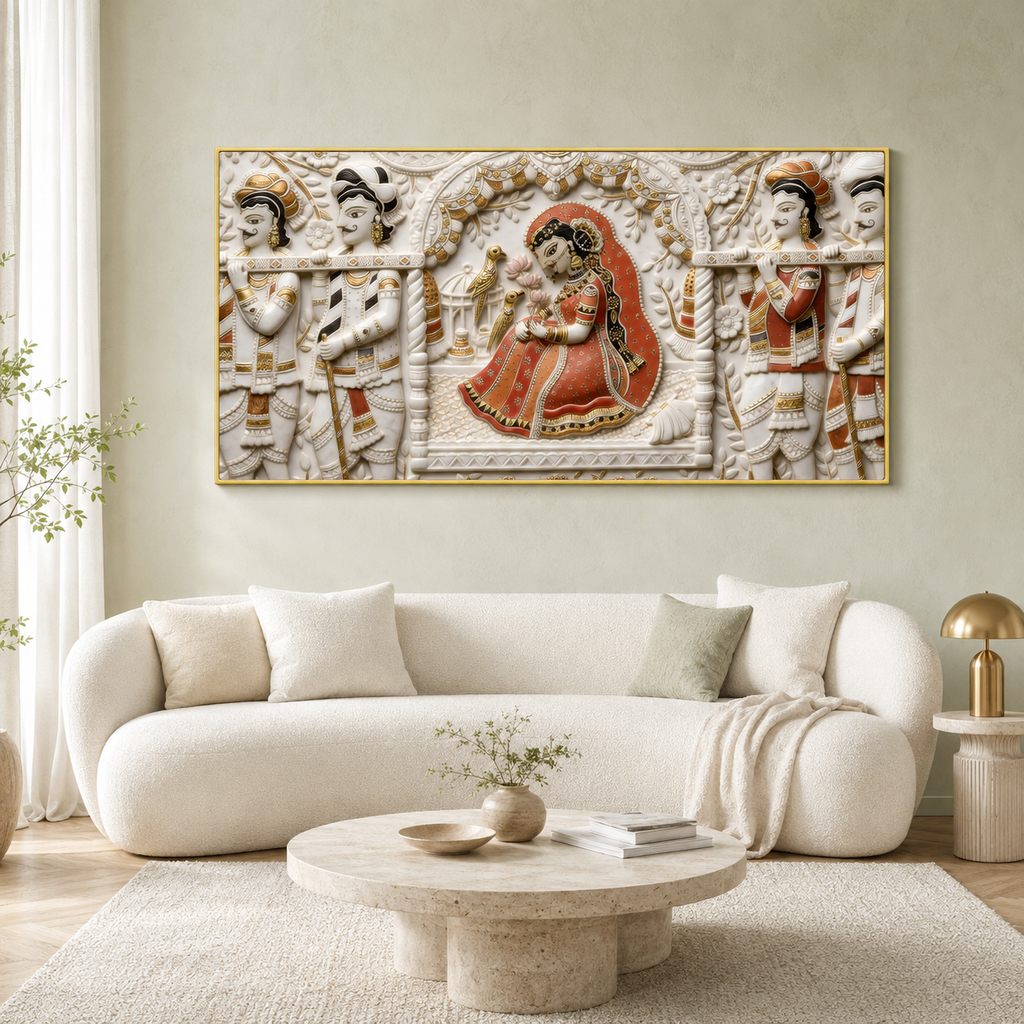 3D Radha Krishna Cultural Wall Art for Living Room and Home