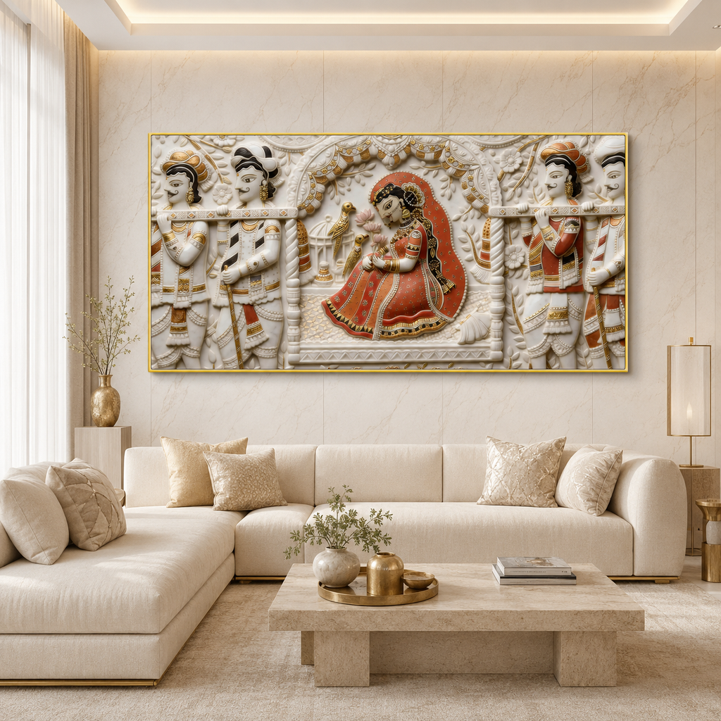 3D Radha Krishna Cultural Wall Art for Living Room and Home