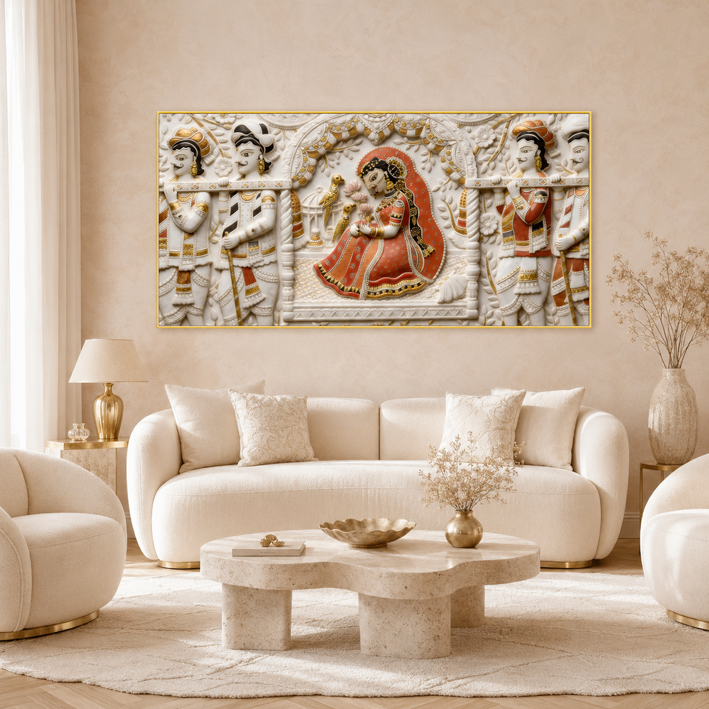 3D Radha Krishna Cultural Wall Art for Living Room and Home