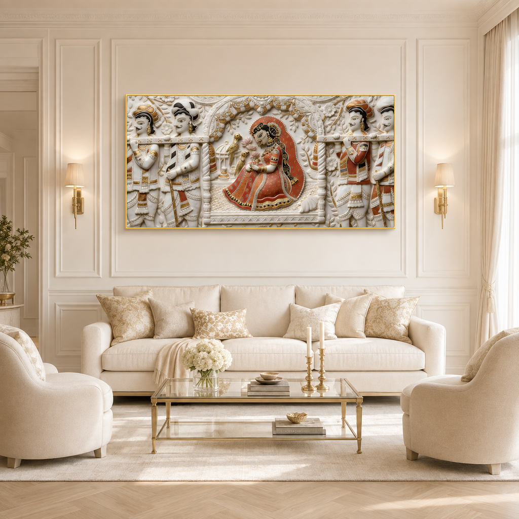 3D Radha Krishna Cultural Wall Art for Living Room and Home