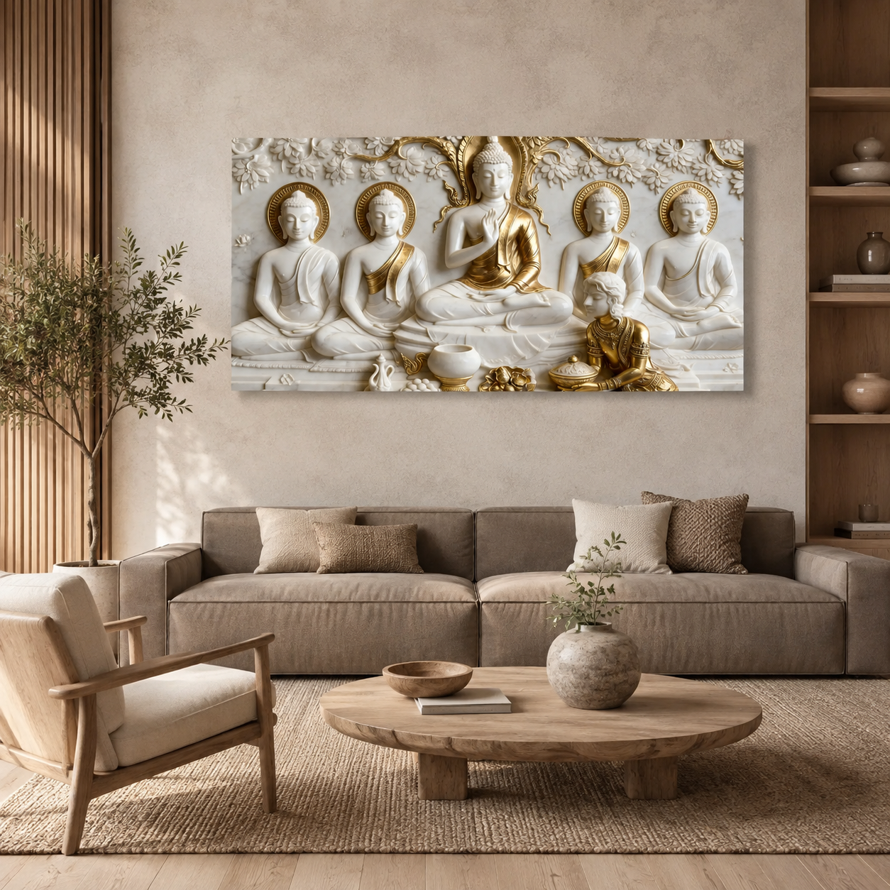 Modern 3D Buddha Meditation Wall Art Luxury Home Decoration