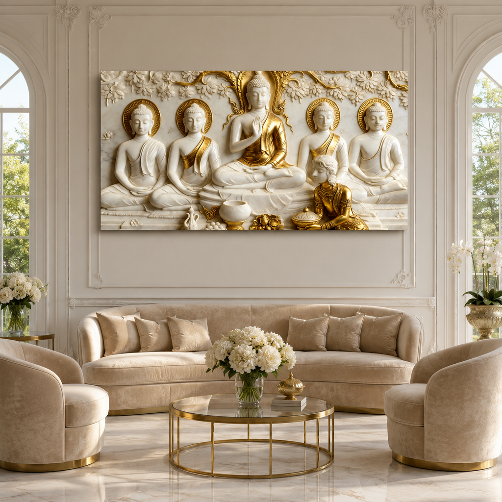 Modern 3D Buddha Meditation Wall Art Luxury Home Decoration