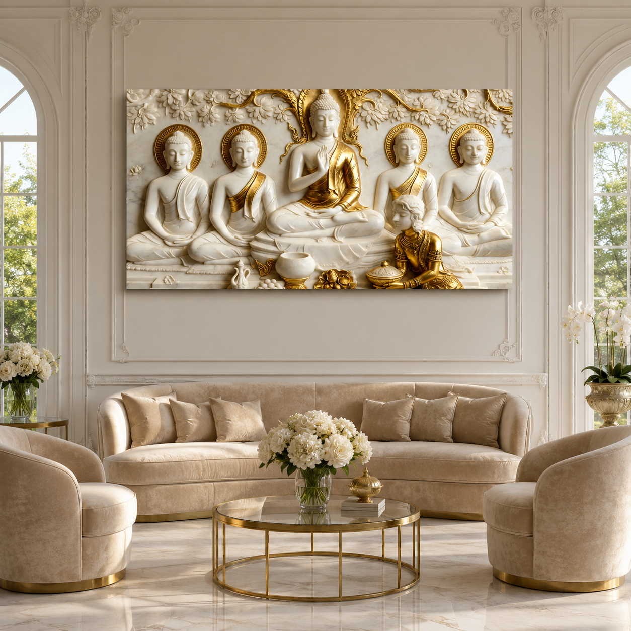 Modern 3D Buddha Meditation Wall Art Luxury Home Decoration