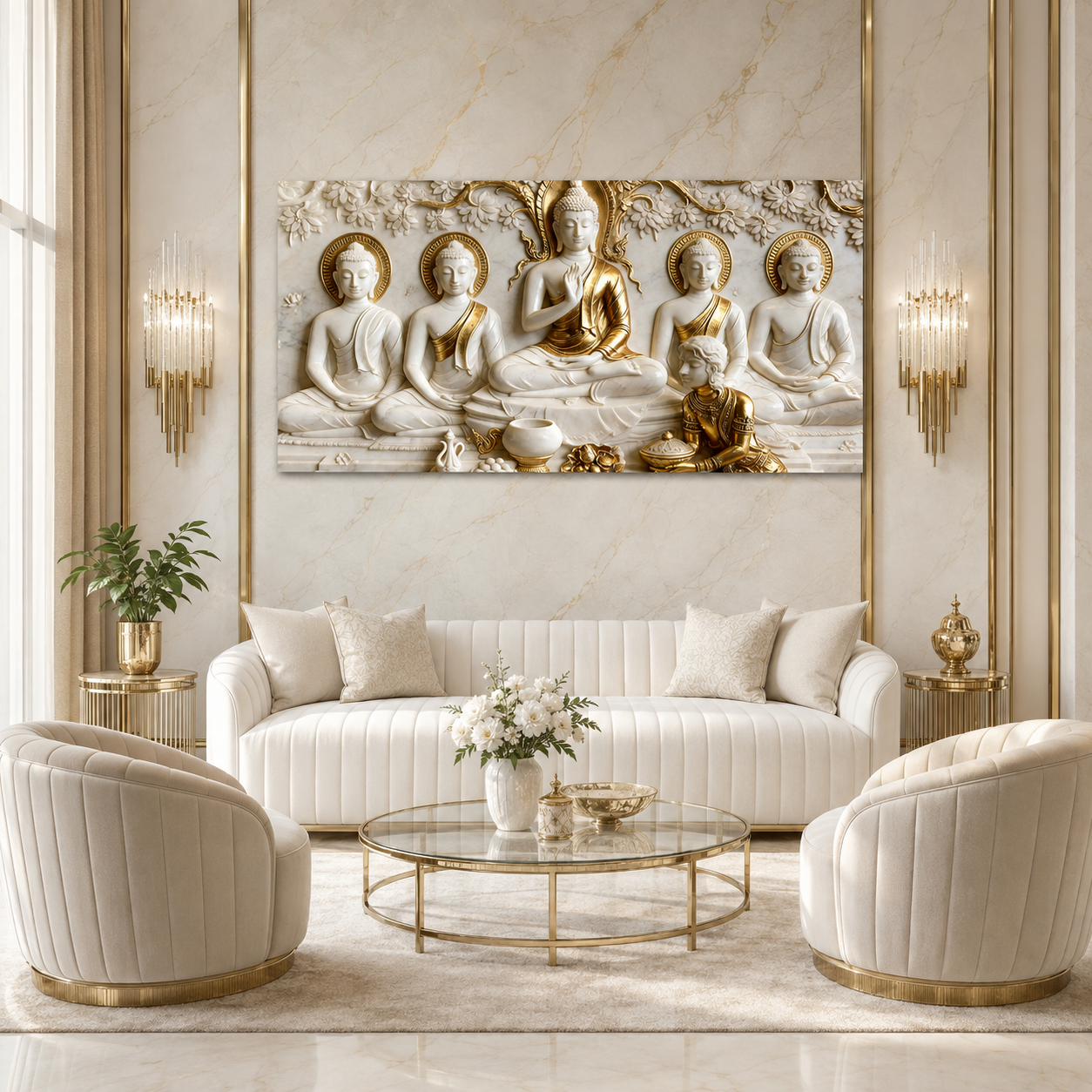 Modern 3D Buddha Meditation Wall Art Luxury Home Decoration