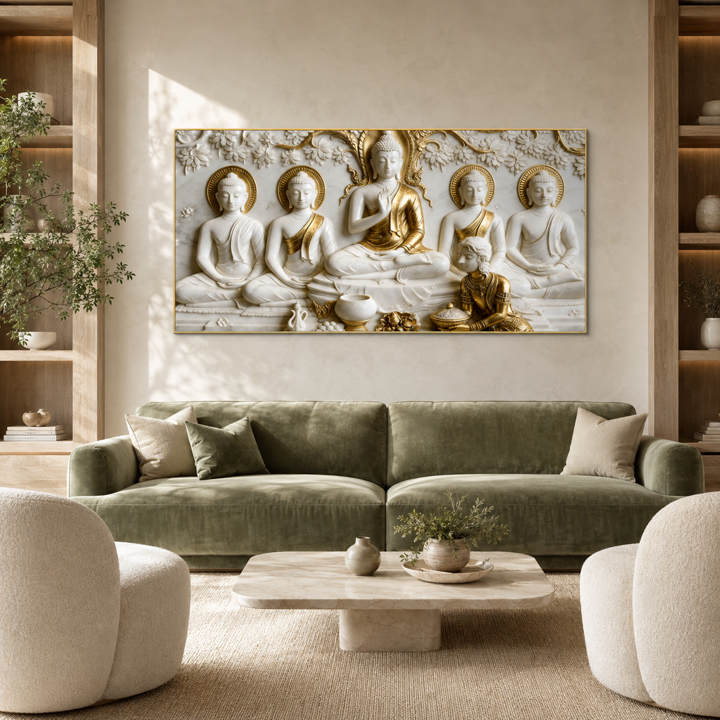 Modern 3D Buddha Meditation Wall Art Luxury Home Decoration