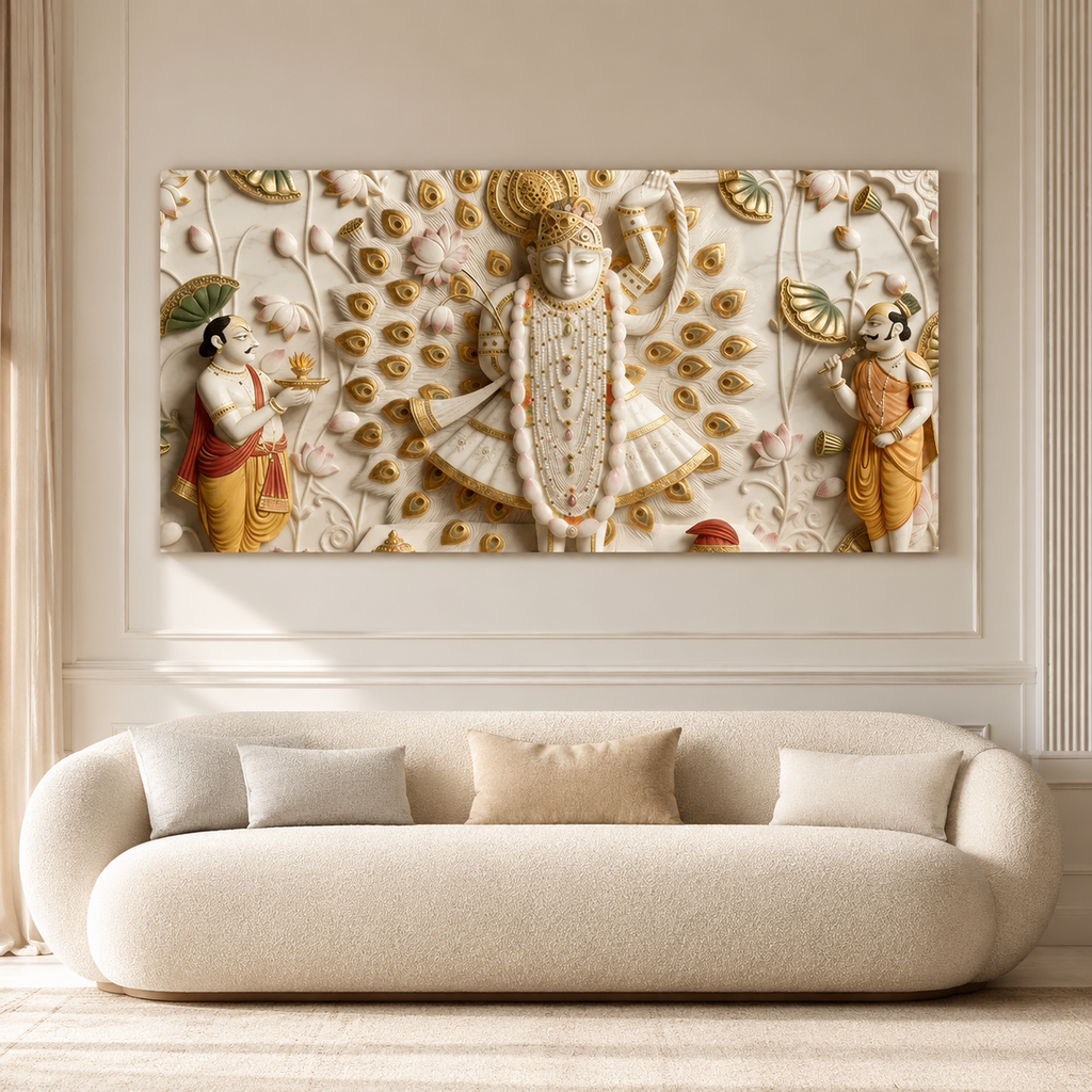 Spiritual Shrinathji Nathdwara 3D Canvas Print for Living Room Décor