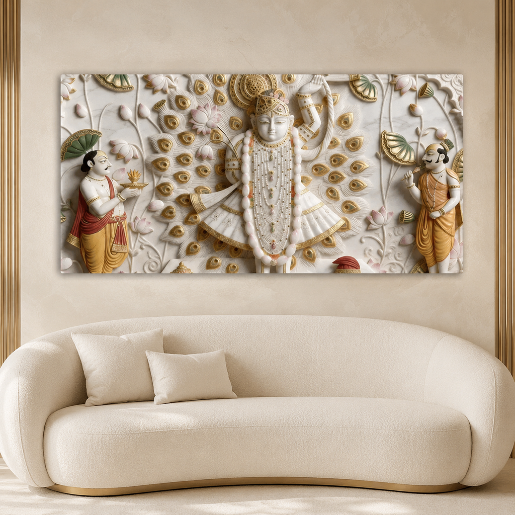 Spiritual Shrinathji Nathdwara 3D Canvas Print for Living Room Décor