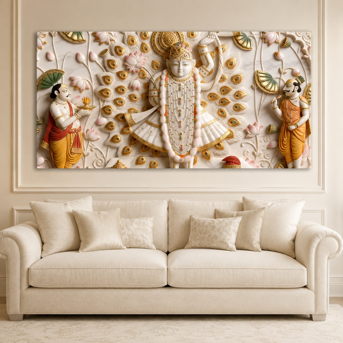 Spiritual Shrinathji Nathdwara 3D Canvas Print for Living Room Décor