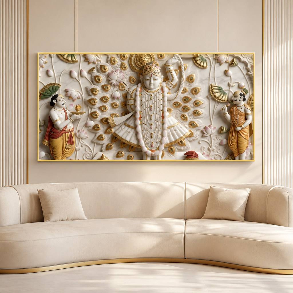 Spiritual Shrinathji Nathdwara 3D Canvas Print for Living Room Décor