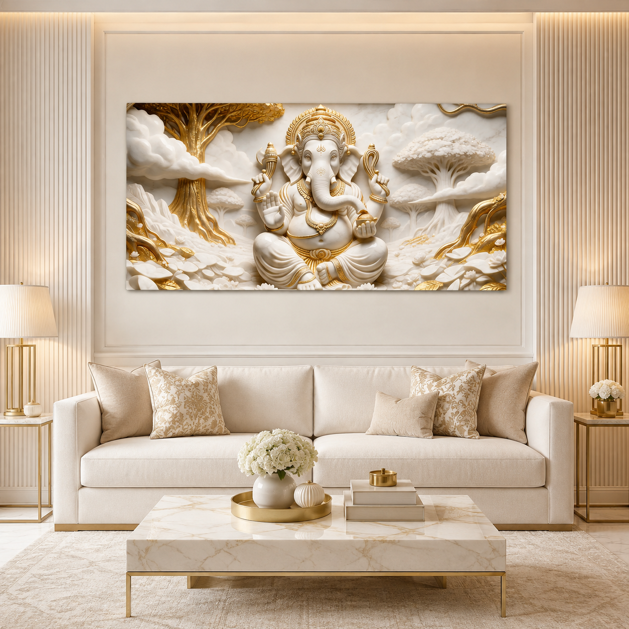Divine Lord Ganesha 3D Embossed Canvas Decor Frame for Home