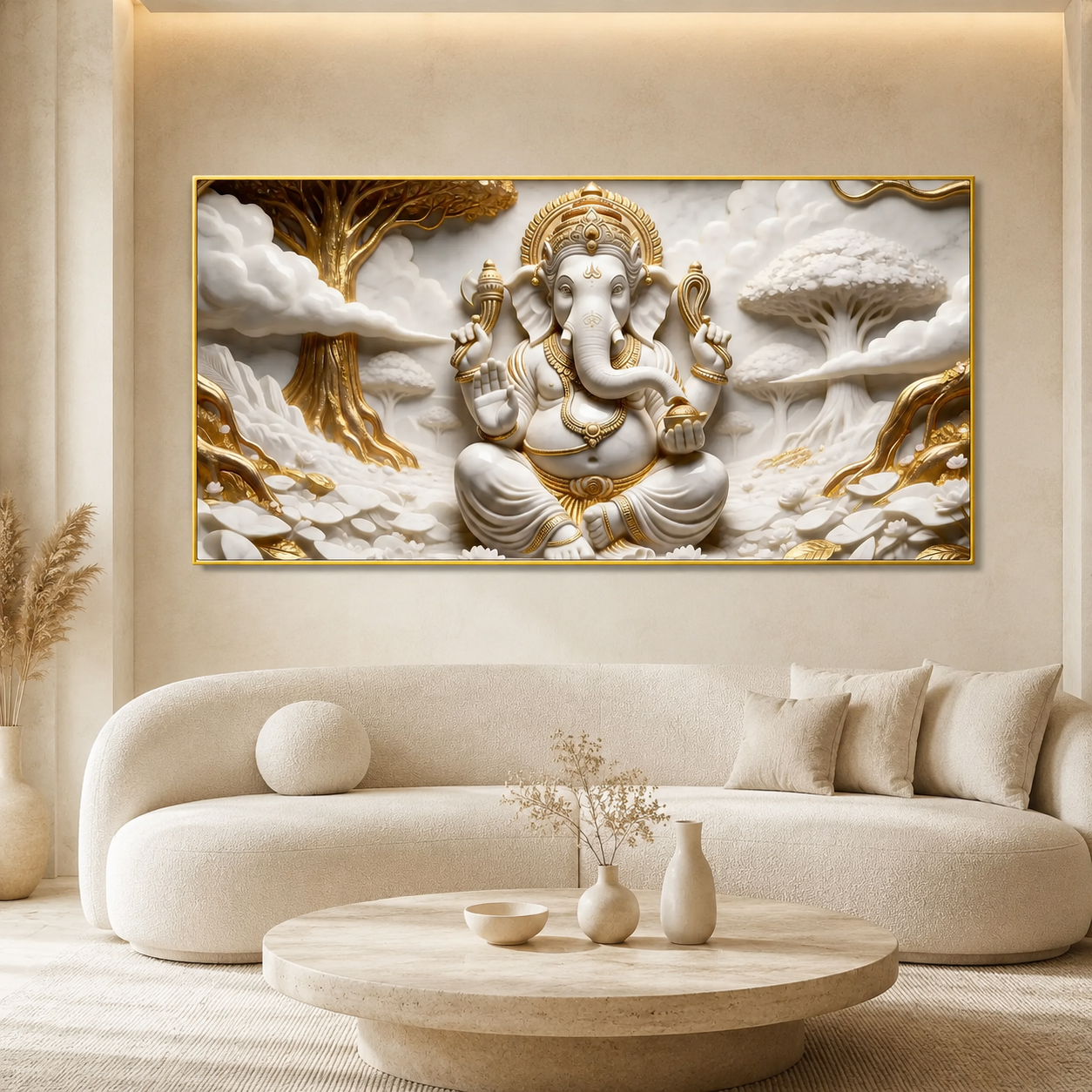 Divine Lord Ganesha 3D Embossed Canvas Decor Frame for Home