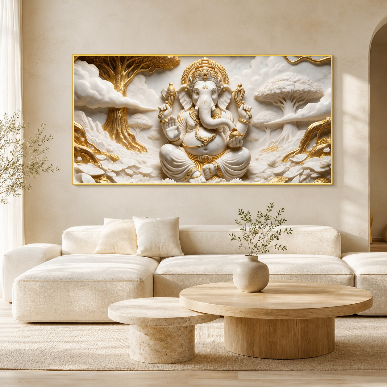 Divine Lord Ganesha 3D Embossed Canvas Decor Frame for Home