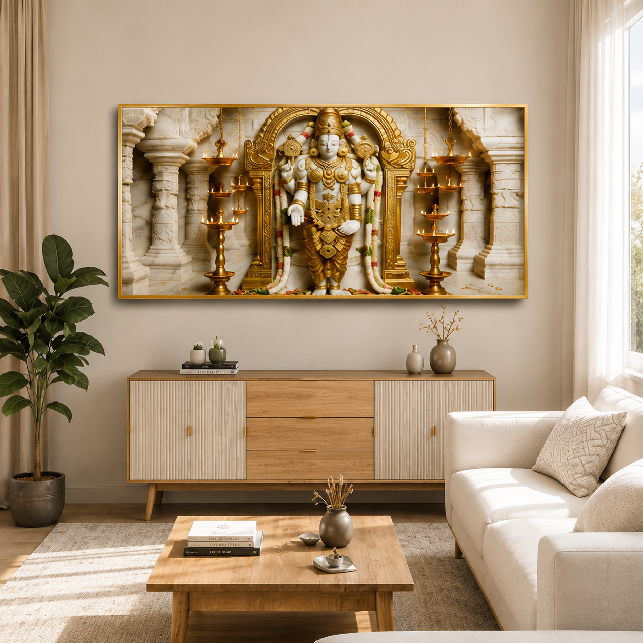 Spiritual Style 3D Relief Wall Painting Divine Lord Venkateswara Idol Artwork