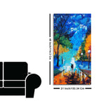 Vertical Wall Painting of Couple Walking in Night