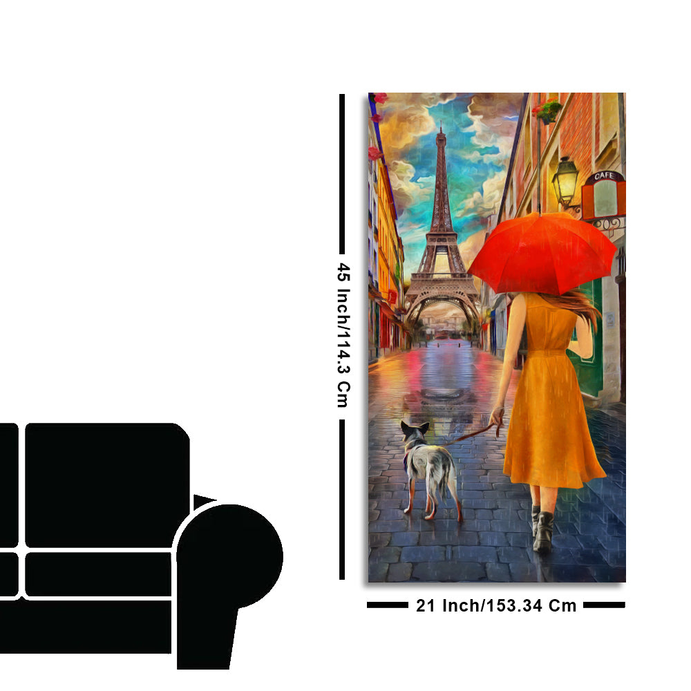Canvas Wall Hanging Painting Rainy Day Street View of Paris