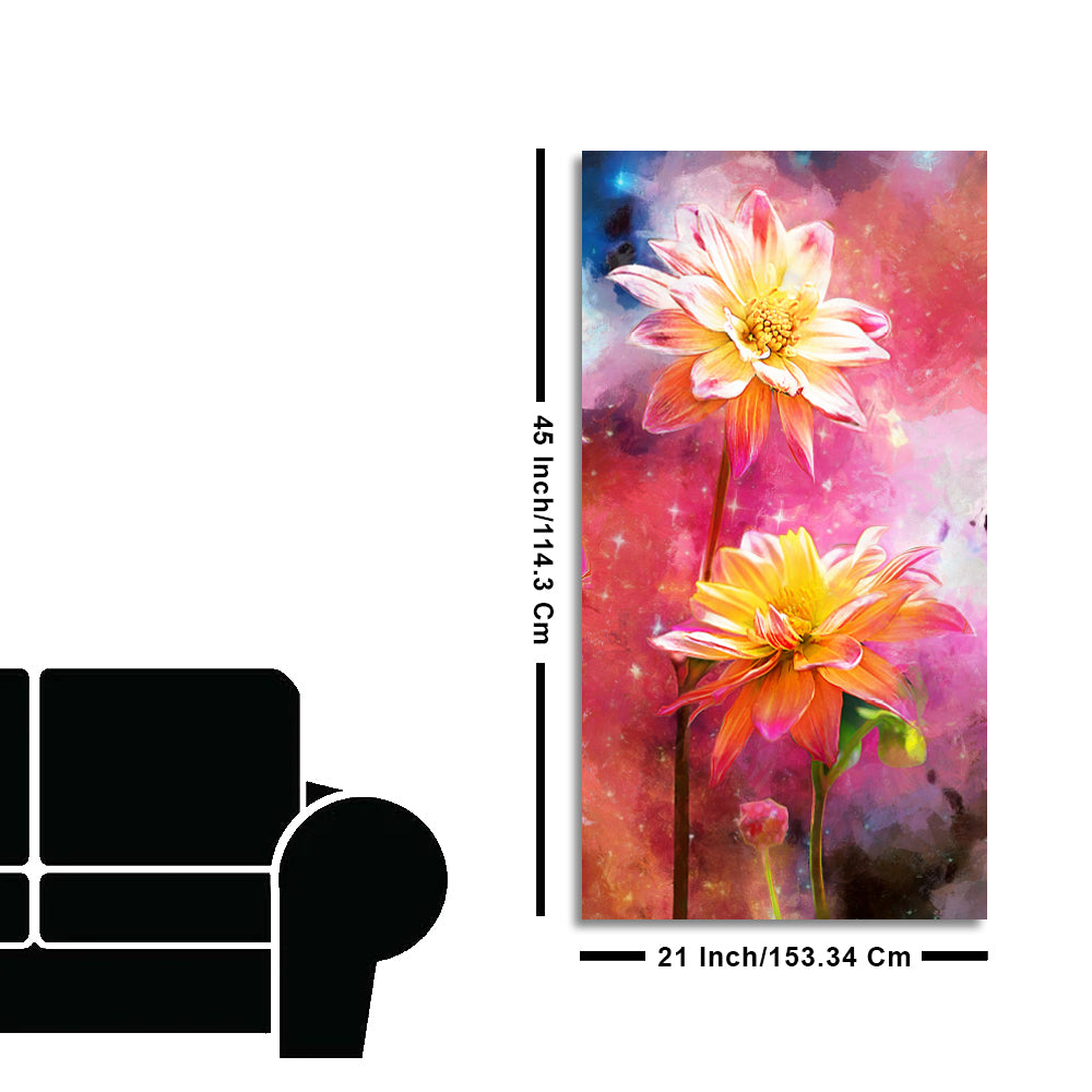 Flowers on Colorful Background Canvas Wall Hanging