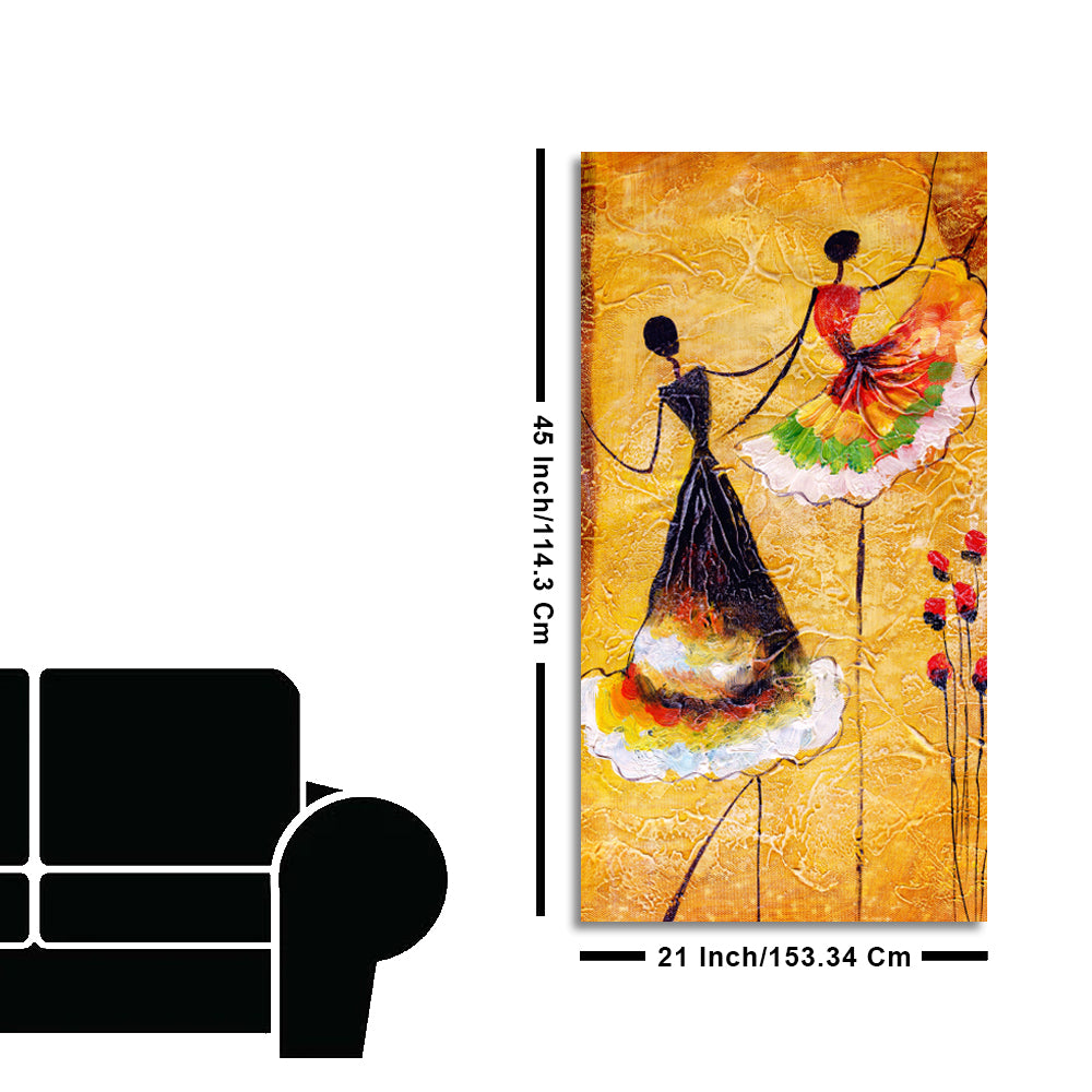 Beautiful Dancing Beauties Warli Art Wall Painting for Living Room