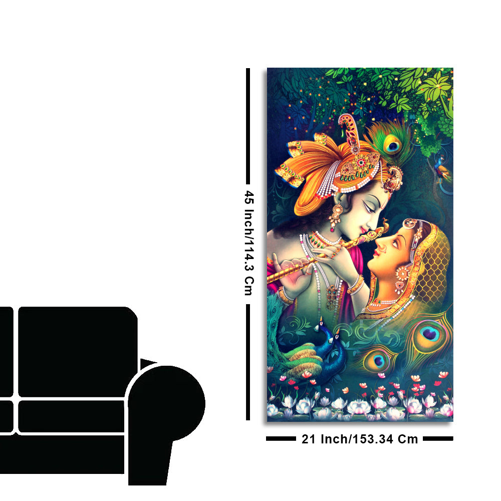 Radha Krishna in Anand Vatika Canvas Wall Painting for Hall