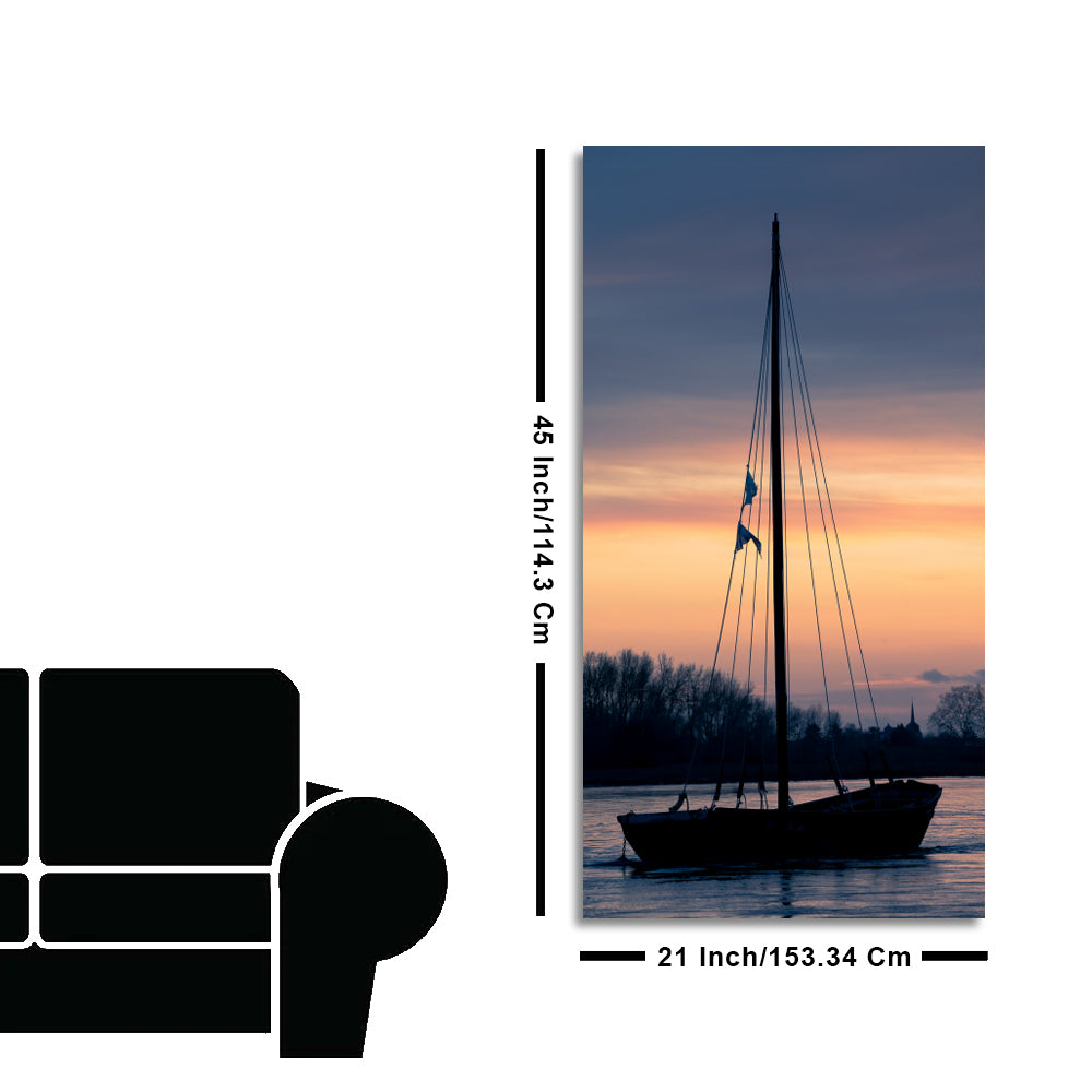 Boat at Sunset Canvas Wall Painting