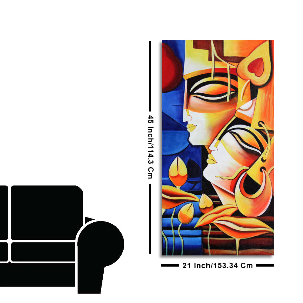 Abstract Art Radha Krishna Canvas Wall Painting