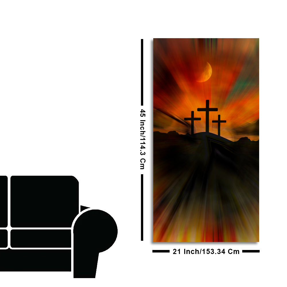 Silhouette of Cross Canvas Wall Painting