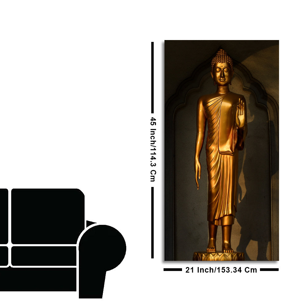 A Golden Statue of Buddha Canvas Wall Painting